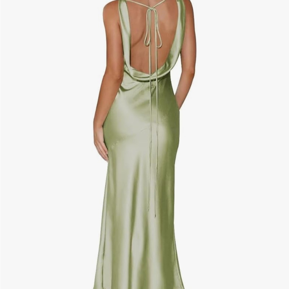 Green Satin Dress - Picture 2 of 3